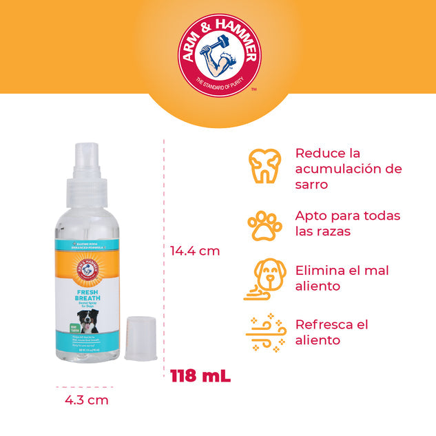 Spray Dental para Perro Arm & Hammer, Elimina el Sarro y Mal Aliento, Sabor Menta 1 pza.