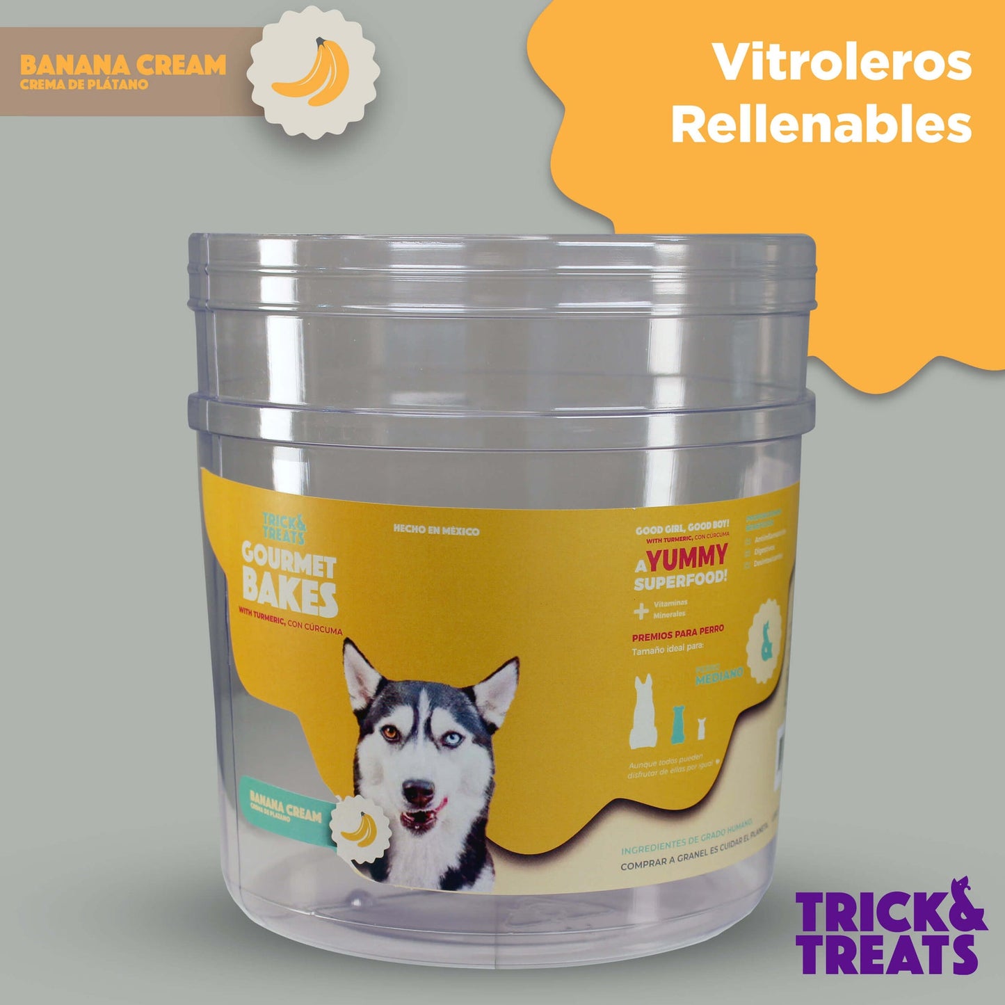 Galleta Gourmet Para Perros Trick & Treats, 1 Kg. - Banana Cream - tienddy.com