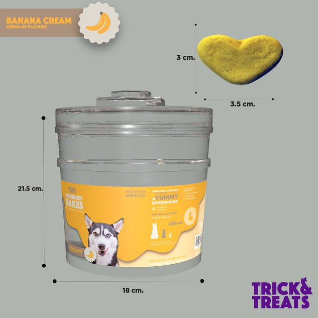Galleta Gourmet Para Perros Trick & Treats, 1 Kg. - Banana Cream - tienddy.com