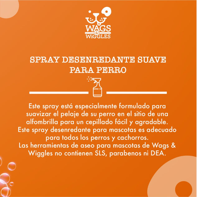 Spray suavizante desenredante para perro Wags & Wiggles, para un cepillado fácil y agradable. 355 mL