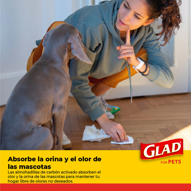 Tapete Entrenador para Perro Glad 5 Capas a Prueba de Fuga, Elimina Olor, Convierte Orina a Gel 30pz