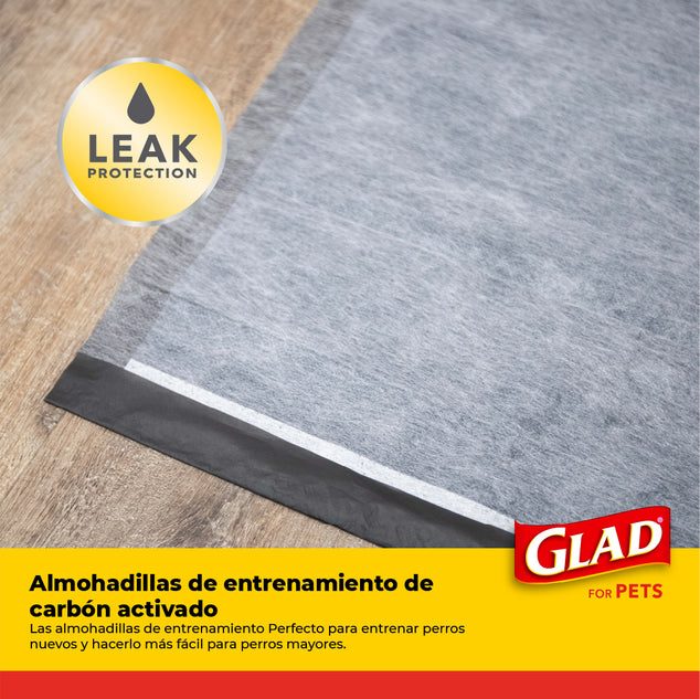 Tapete Entrenador para Perro Glad 5 Capas a Prueba de Fuga, Elimina Olor, Convierte Orina a Gel 14pz