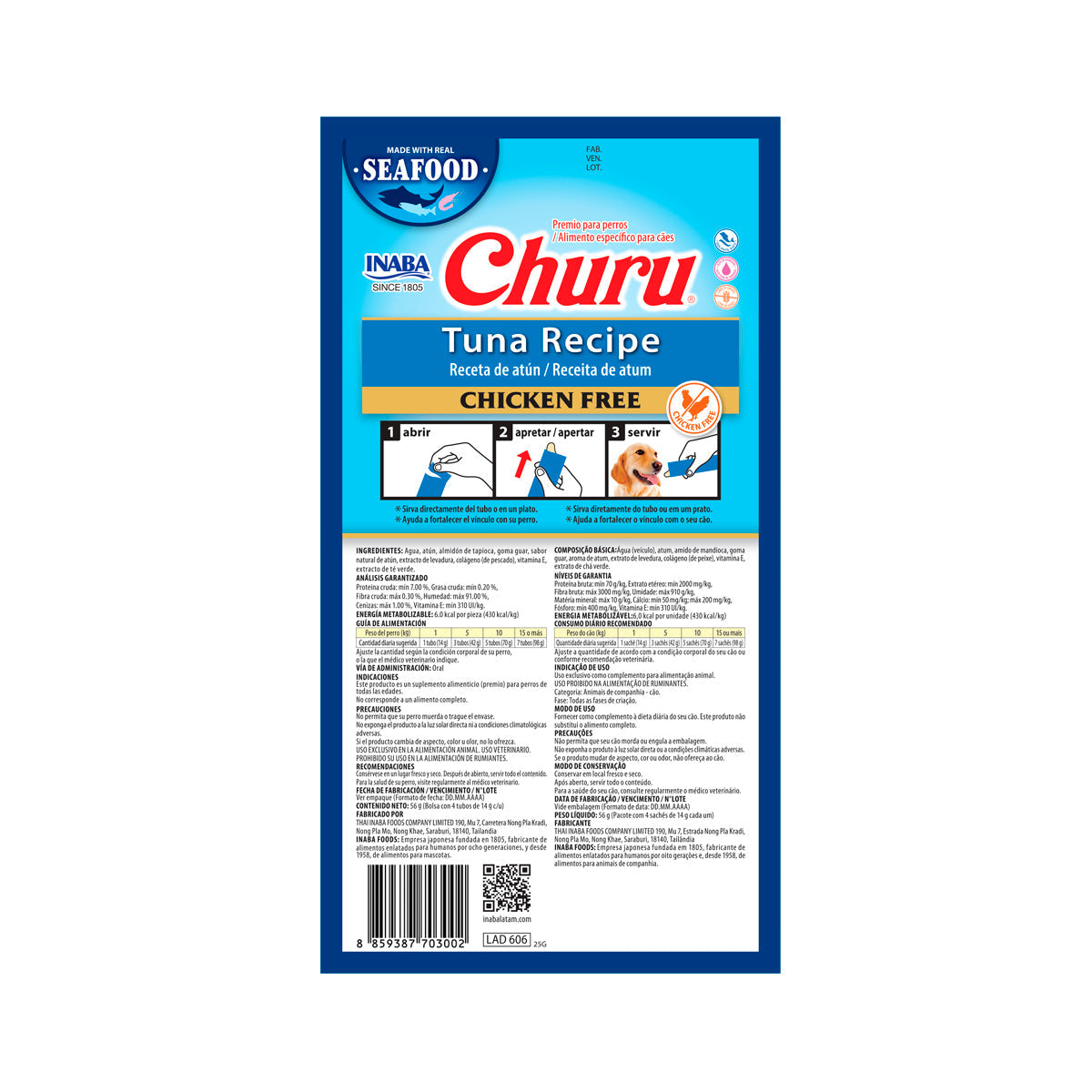 Snack Cremoso para Perros Inaba Churu Atún 2
