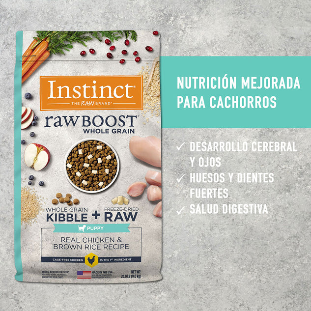 Instinct Raw Boost Para Perros Cachorros de Pollo con Granos y Arroz Integral - 9.07 kg