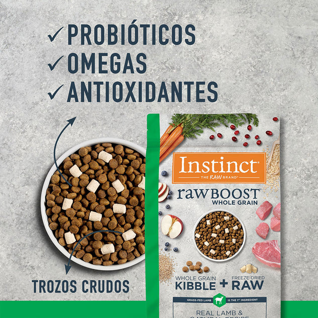 Instinct Raw Boost Para Perros de Cordero con Granos y Avena - 9.07 Kg.