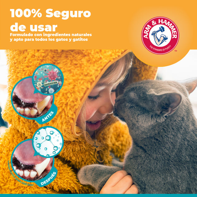 Arm & Hammer Kit Pasta Dental con Cepillo para Gato, Elimina Sarro y Mal Aliento, Sabor Atún, 3pzas