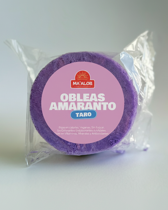 Obleas de Amaranto Taro Ma’alob | Snack Vegano 1200 g. - Caja de 20 Piezas