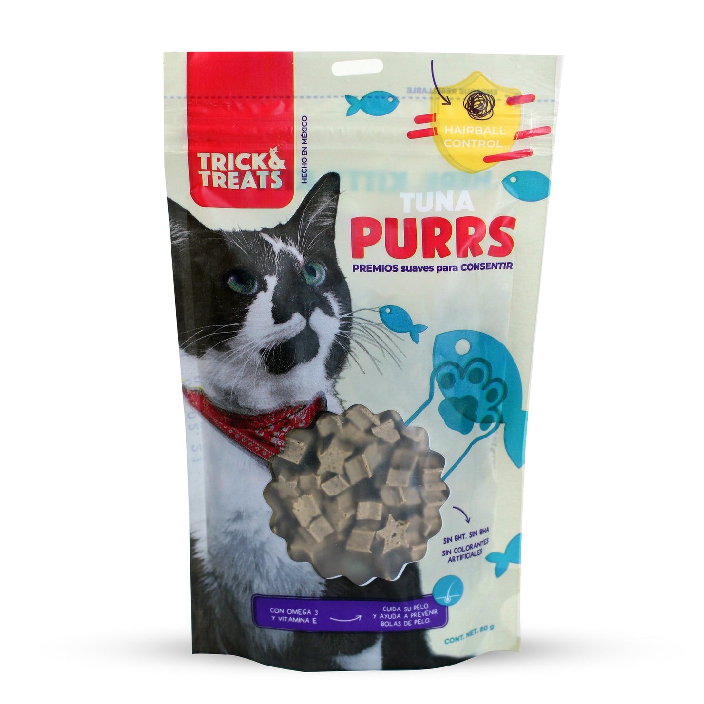 Purrs premios para gatos de atún, 80 g.