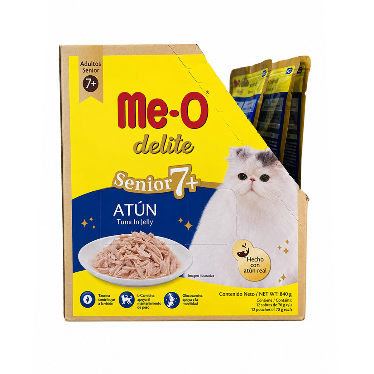 Alimento Húmedo para Gatos Me-O Delite Atún Senior 7+