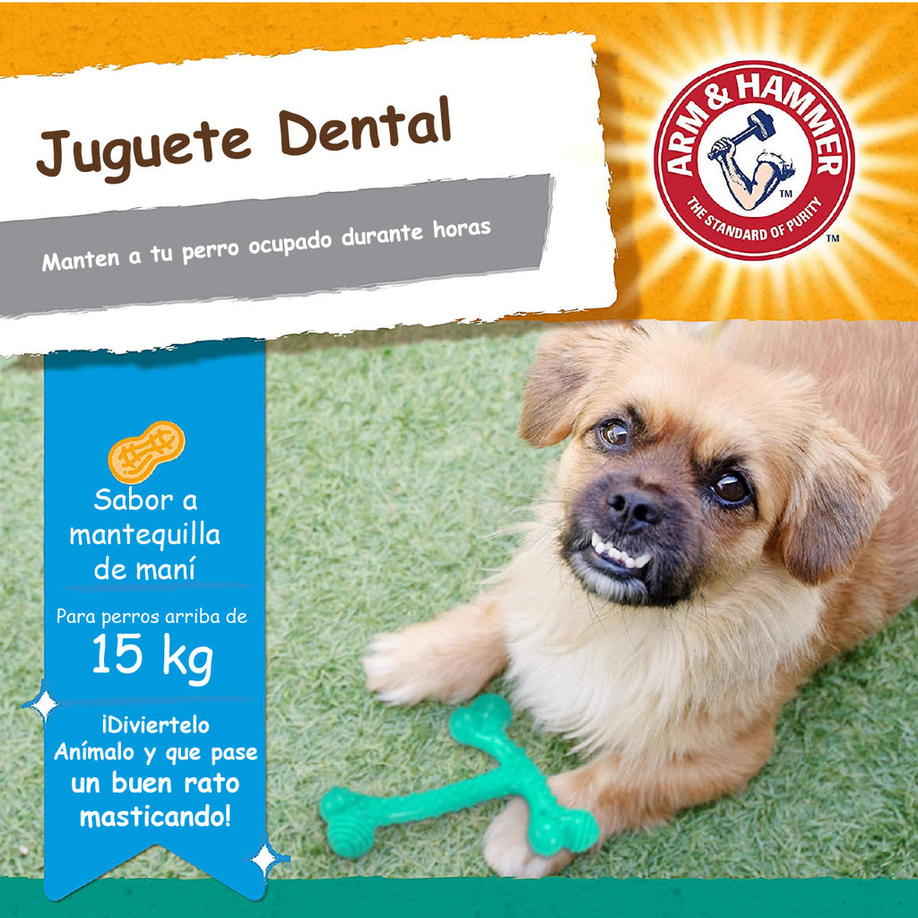 Juguete para Perro Arm & Hammer, Limpia Dientes, Sabor Mantequilla de Maní - T-Bone - tienddy.com