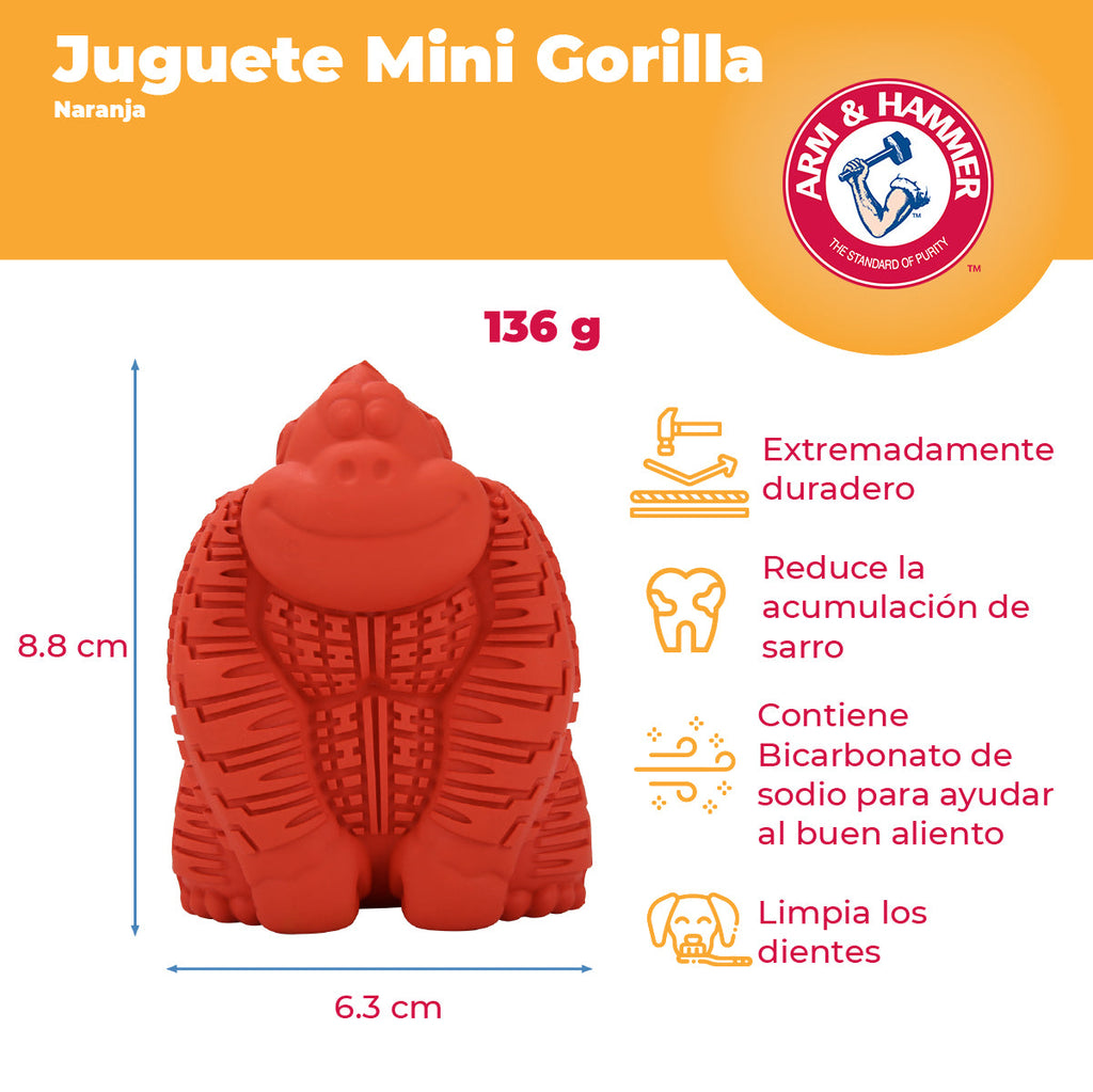 Juguete para Perro Arm & Hammer, Limpia Dientes y Reduce Sarro, Ultra resistente - Mini Gorilla - tienddy.com