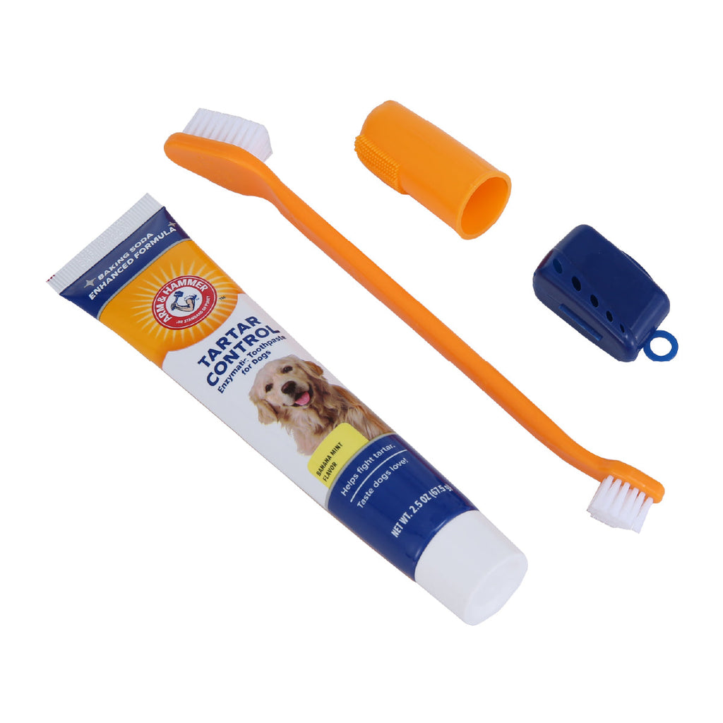 Kit Pasta Dental para Perro Arm & Hammer, Elimina Sarro y Mal Aliento, Sabor Plátano con Menta 3 pzas. - tienddy.com