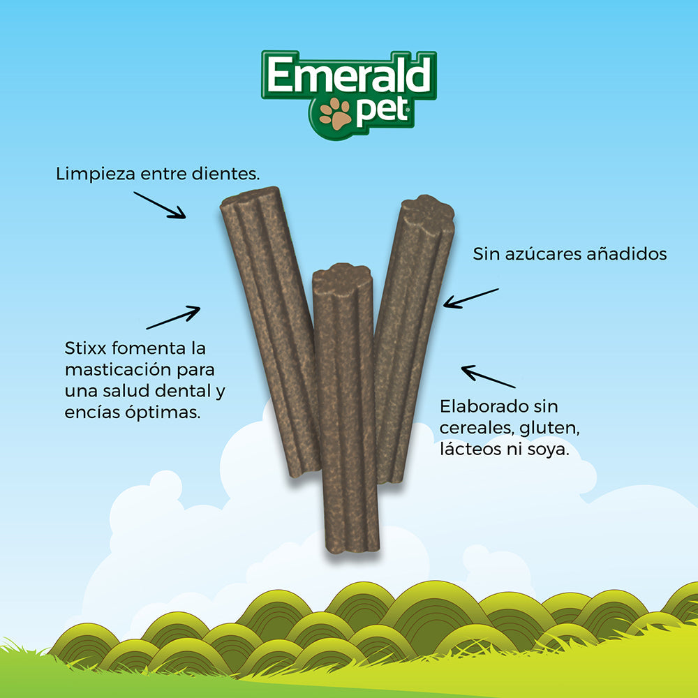 Premios Para Gatos Dental Stixx, Emerald Pet, Sabor Catnip y Calabaza, 102 g. - tienddy.com