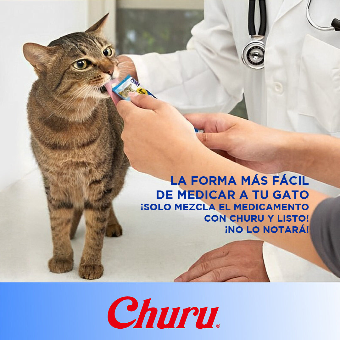 Snack Premio Cremoso para Gatos, Inaba Churu, 4 tubos de 14 g. - Atún y Callo de Hacha - tienddy.com