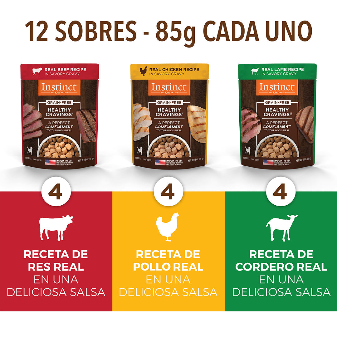 Alimento Húmedo para Perro Healthy Cravings Instinct - Pack 12 sobres de 85 g. - tienddy.com