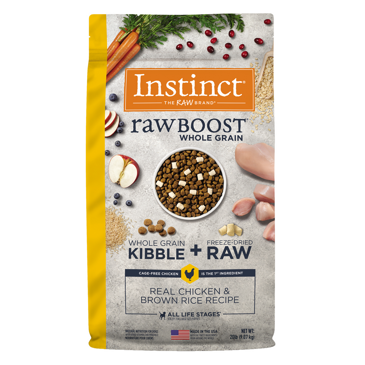 Instinct Raw Boost para Perros de Pollo con Granos y Arroz Integral - 9.07 Kg. - tienddy.com