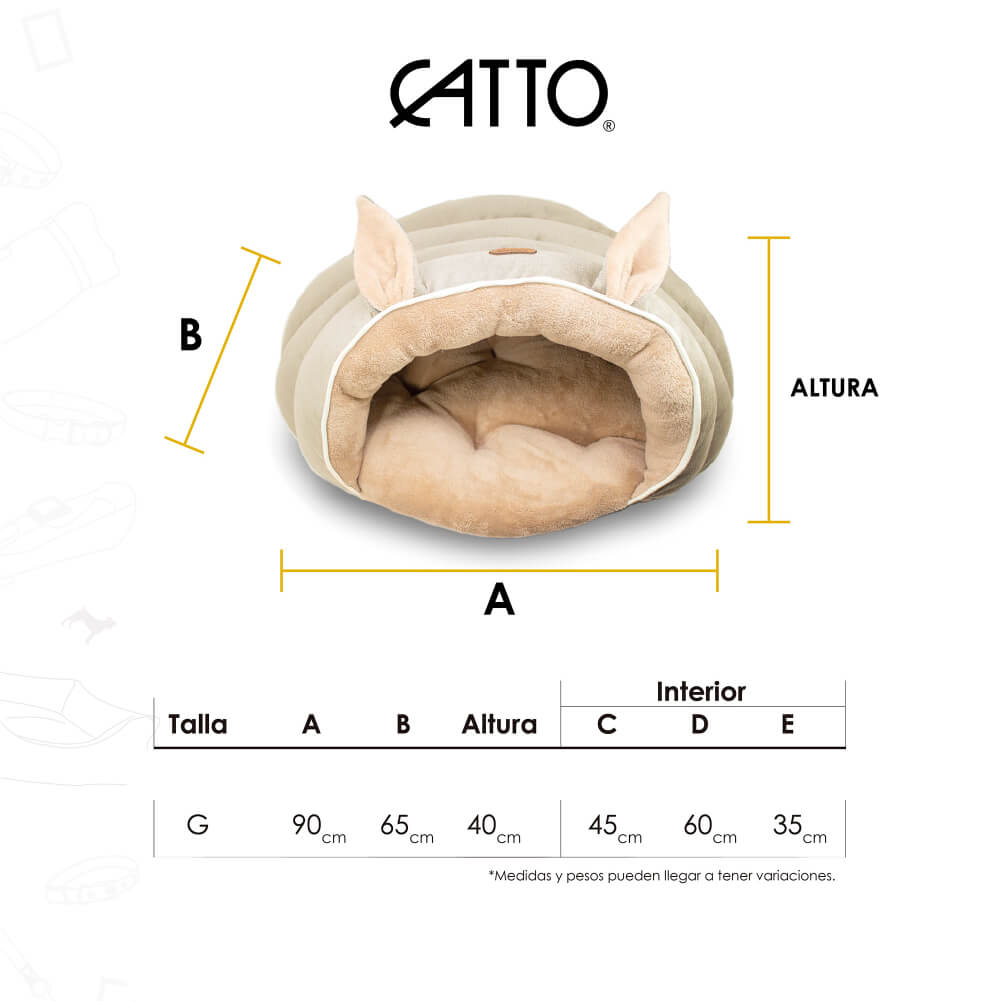 Cama para Gato estilo Cueva, Relleno 100% P.E.T. Reciclado. Color Gris - Grande - tienddy.com