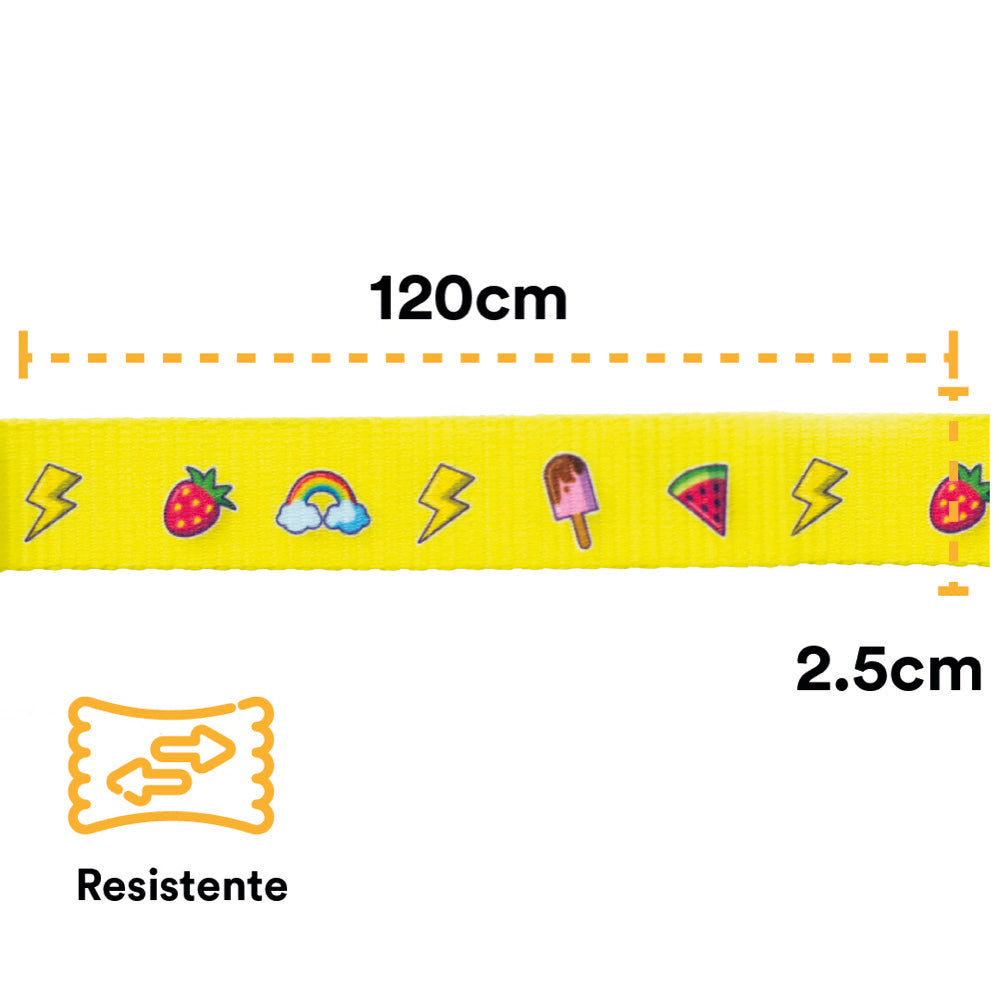 Correa Para Perro Con Cintilla y Costuras Reforzadas En Ambos Extremos. 120 cm. - Amarillo - tienddy.com