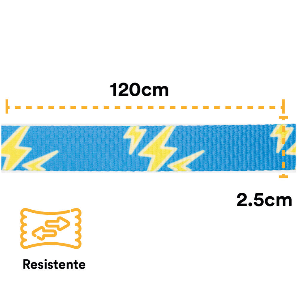 Correa Para Perro Con Cintilla y Costuras Reforzadas En Ambos Extremos. 120 cm. - Celeste - tienddy.com