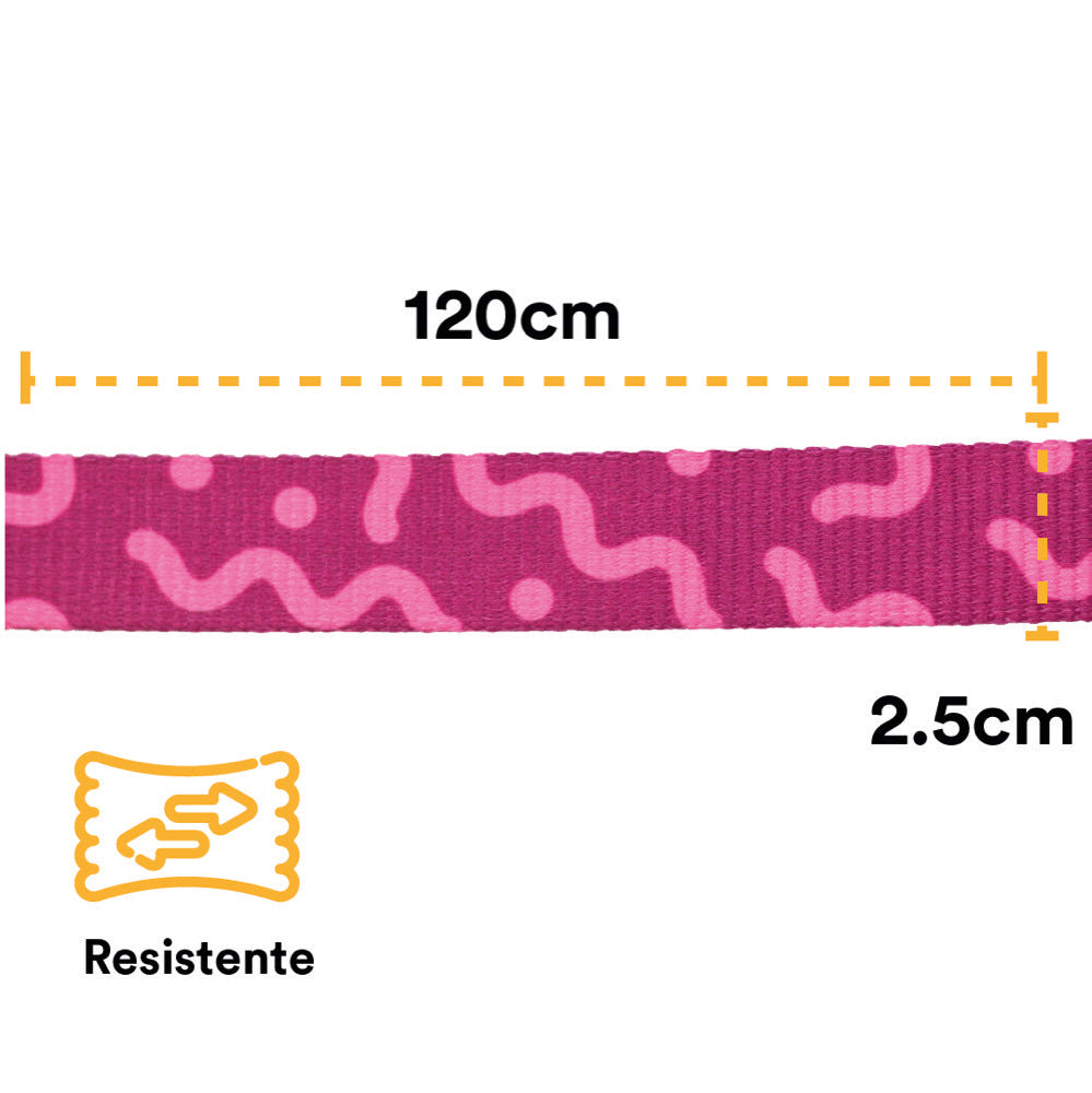 Correa Para Perro Con Cintilla y Costuras Reforzadas En Ambos Extremos. 120 cm. - Fucsia - tienddy.com