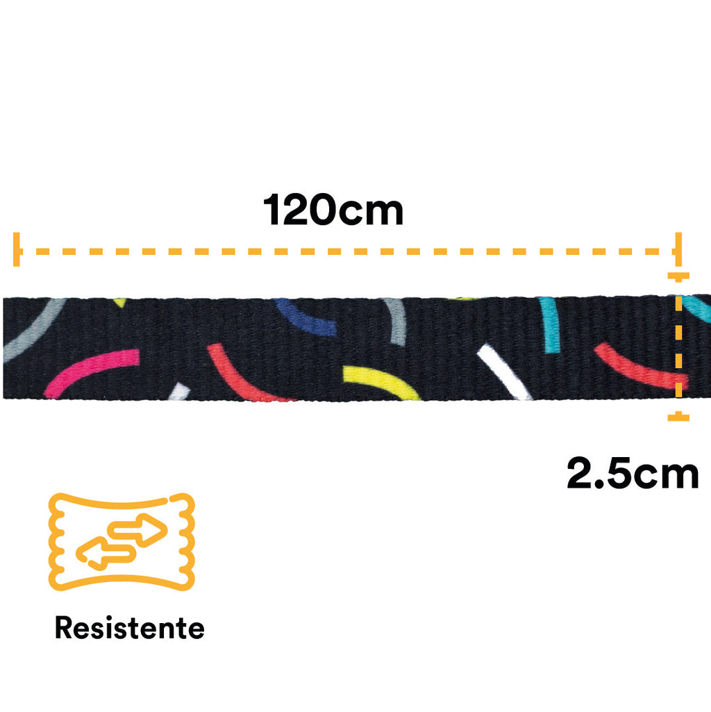 Correa Para Perro Con Cintilla y Costuras Reforzadas En Ambos Extremos. 120 cm. - Negro - tienddy.com