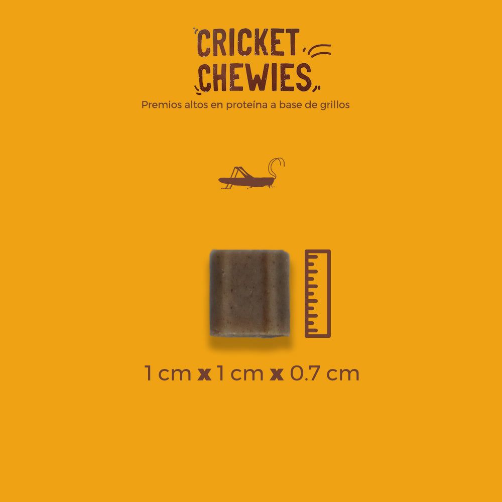 Premios para Perros Cricket Chewies, Altos en Proteínas a base de Grillos, 85 g. - tienddy.com