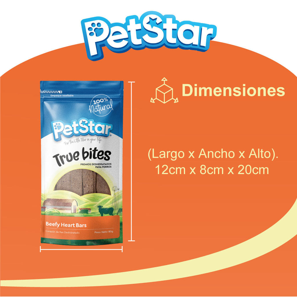 Premios para Perro True Bites, 80 g. - Beefy Heart Bars - tienddy.com