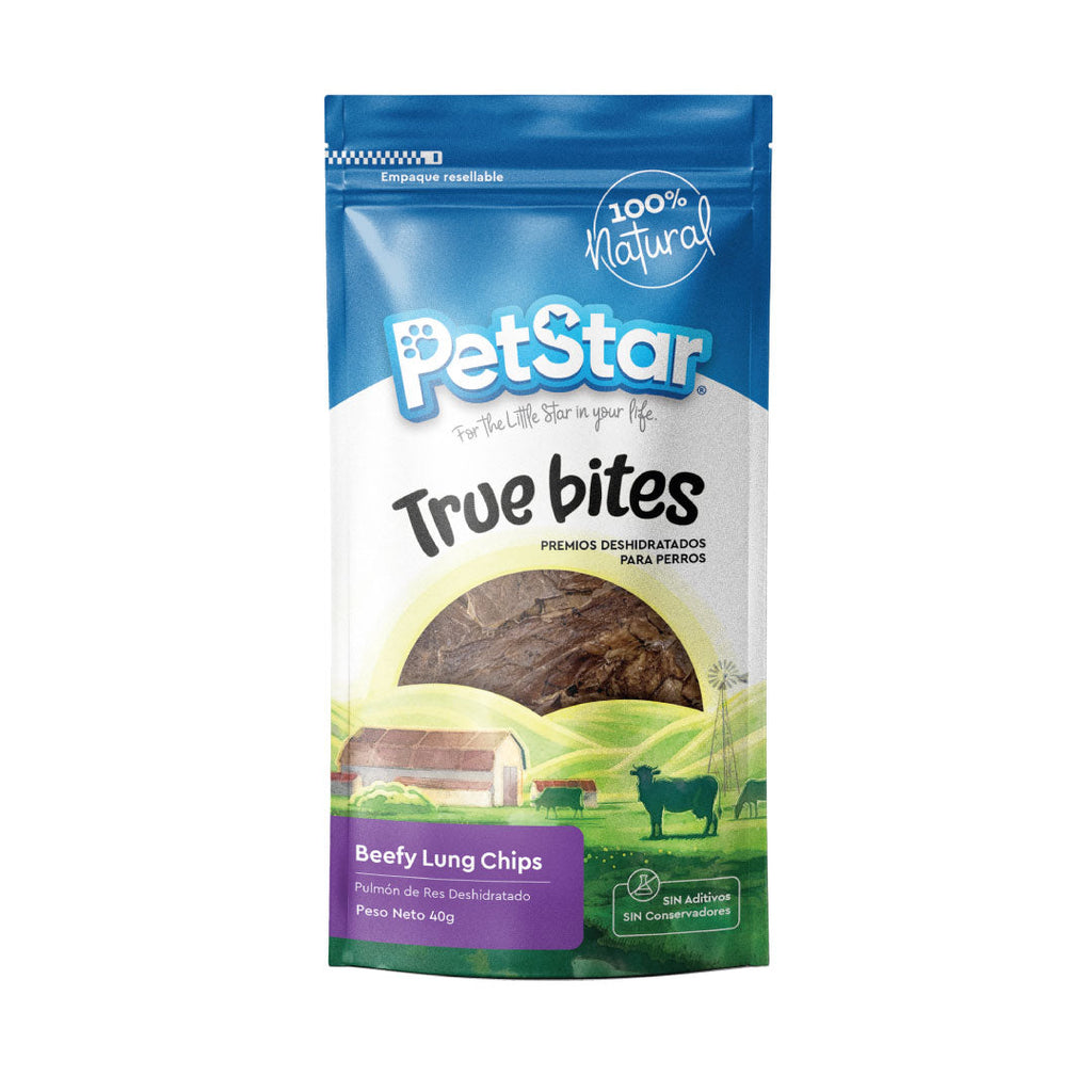 Premios para Perro True Bites, 80 g. - Beefy Lung Chips - tienddy.com