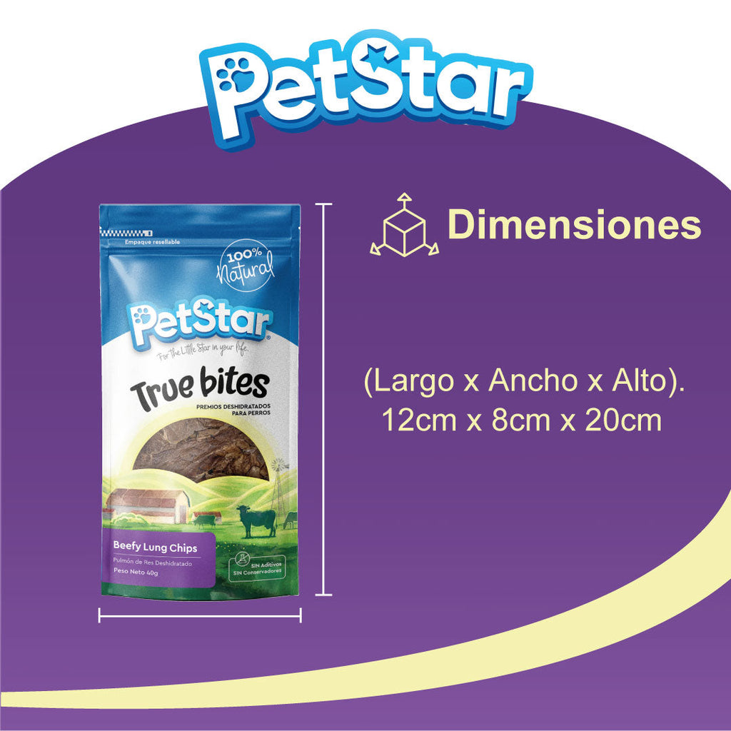 Premios para Perro True Bites, 80 g. - Beefy Lung Chips - tienddy.com