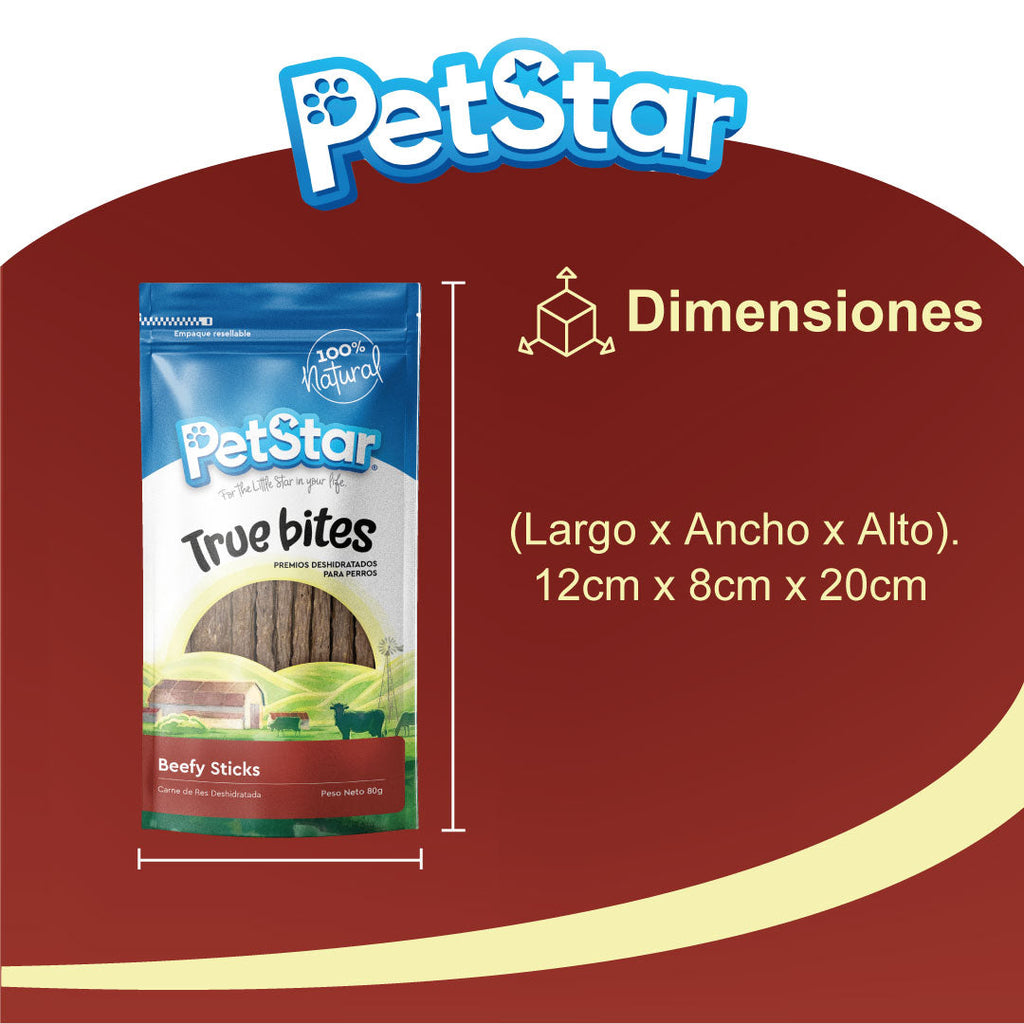 Premios para Perro True Bites, 80 g. - Beefy Sticks - tienddy.com