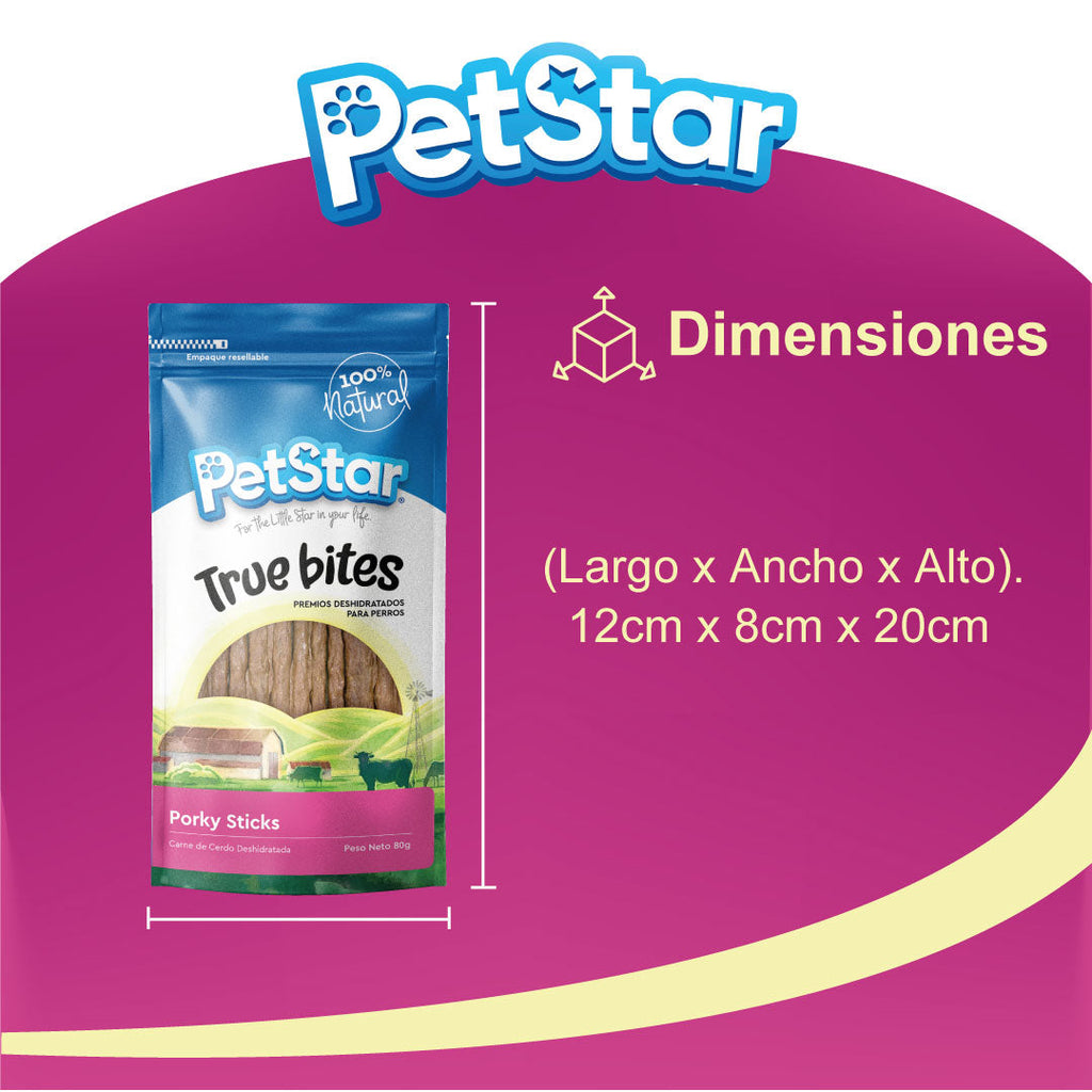 Premios para Perro True Bites, 80 g. - Porky Stick - tienddy.com