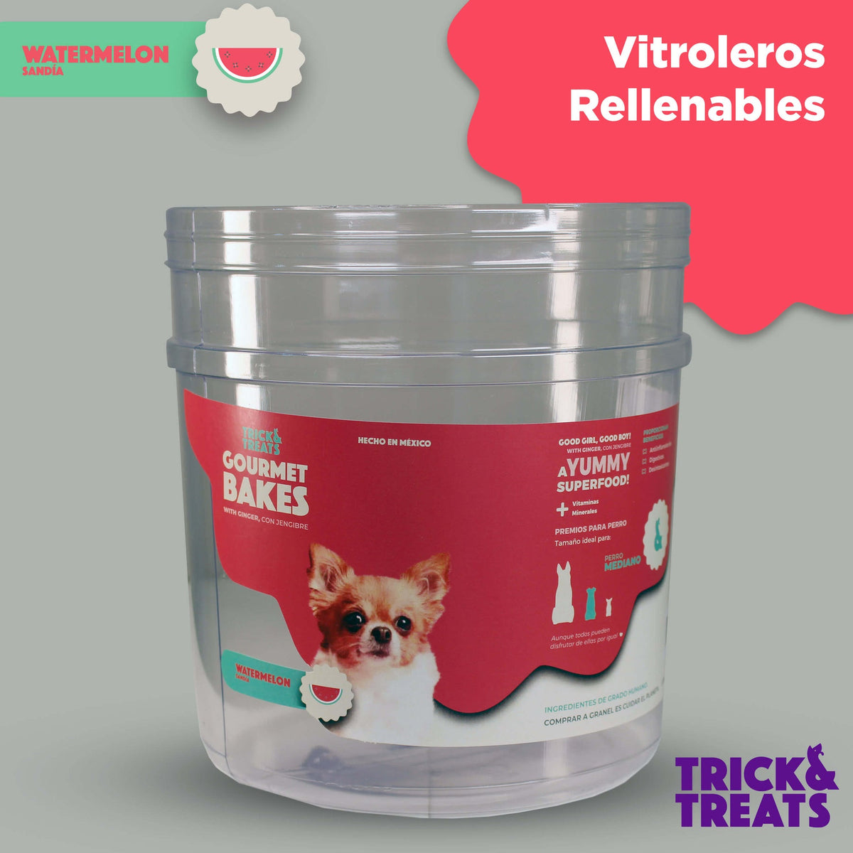 Bote para Galletas Trick & Treats, (No incluye galletas) - Sandia - tienddy.com