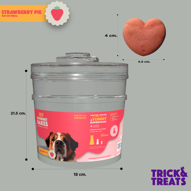 Galleta Gourmet Para Perros Trick & Treats, 1 Kg. - Pay de Fresa - tienddy.com