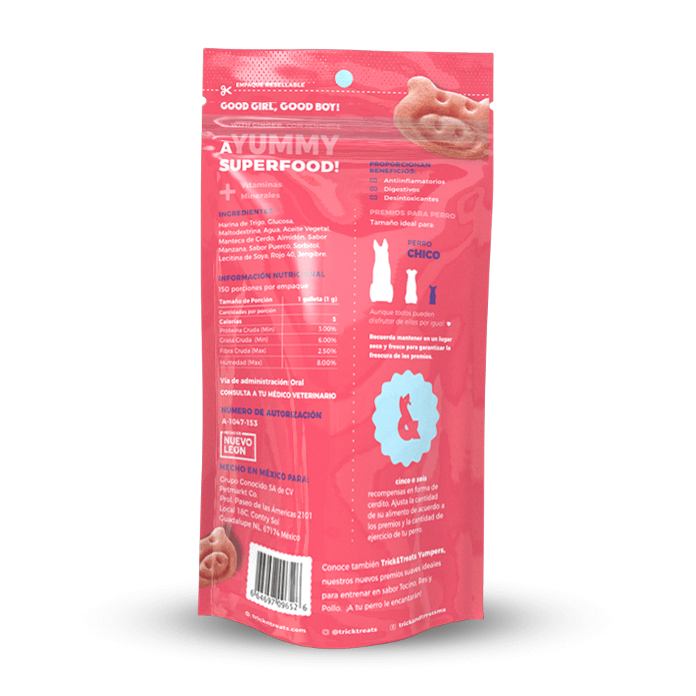 Gourmet Bakes para Perro de Trick & Treats, 150 g. - Cerdo Agridulce - tienddy.com