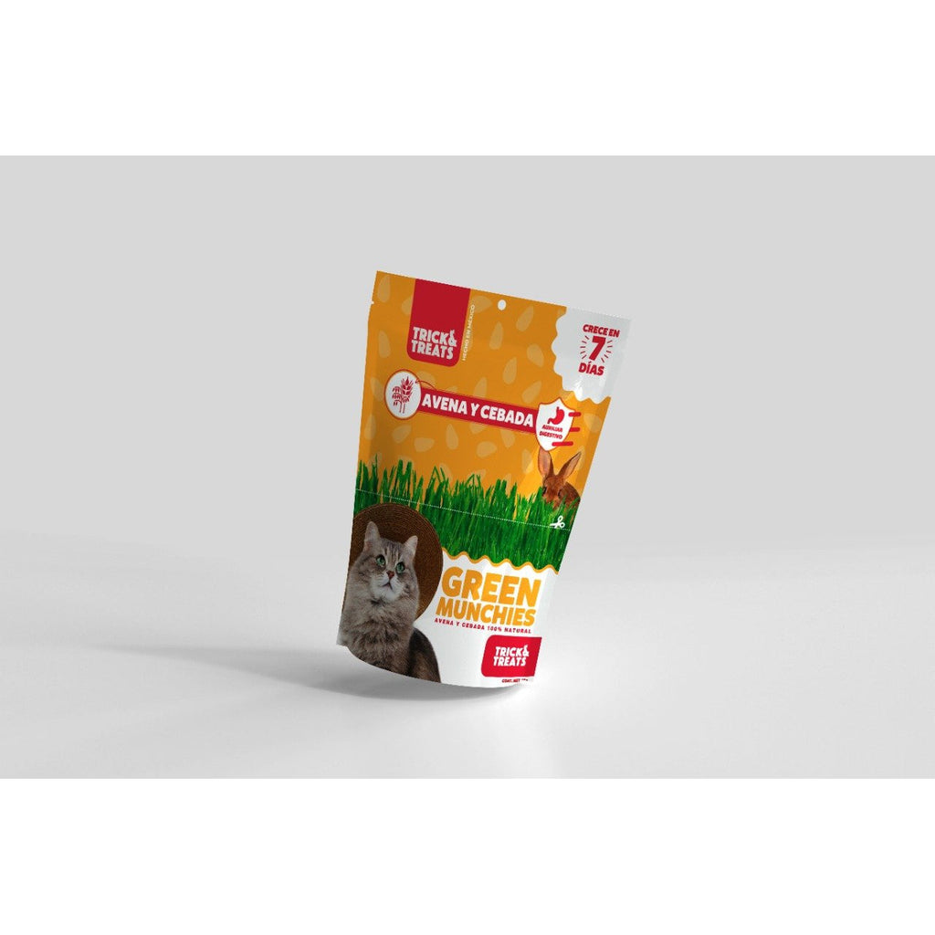 Pasto para Gato Green Munchies, 50 g. - Avena y Cebada - tienddy.com