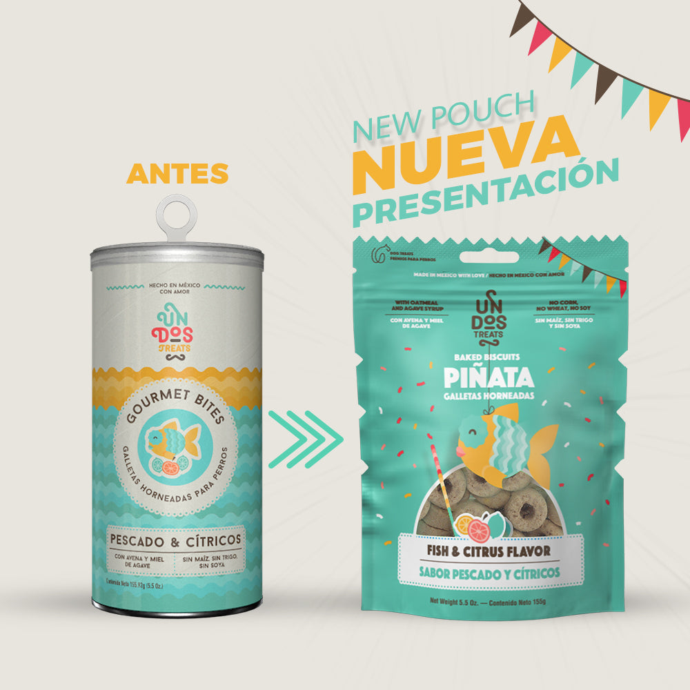 Un dos Treats Baked Biscuits Piñata, Galletas Horneadas - Pescado y Citricos - tienddy.com