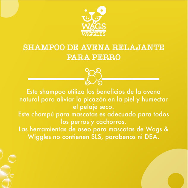 Shampoo para perro Wags & Wiggles, para piel irritada y pelaje seco, Avena Natural, 473 ml. - tienddy.com