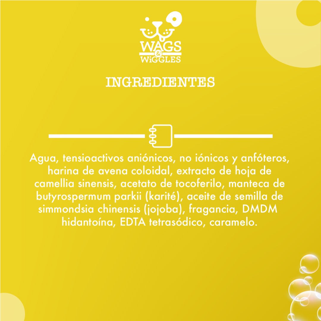 Shampoo para perro Wags & Wiggles, para piel irritada y pelaje seco, Avena Natural, 473 ml. - tienddy.com