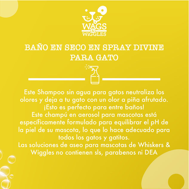 Shampoo seco en spray Wags & Wiggles, Aroma Piña, 355 ml. - Para Gatos - tienddy.com